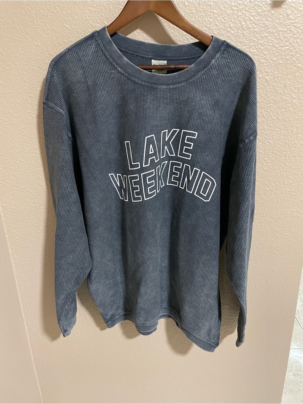 Chicka-d Lake Weekend Corded Sweatshirt - Slate Blue NEW Oversized